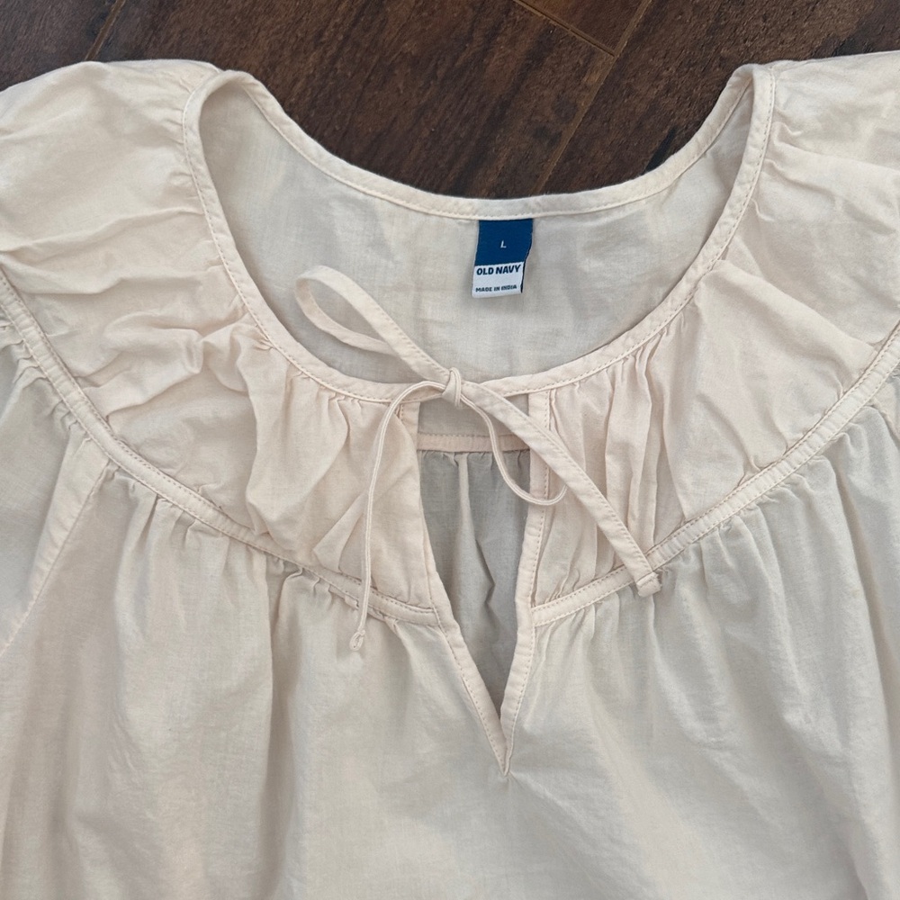 Old Navy Light Beige Top with Tie Detail